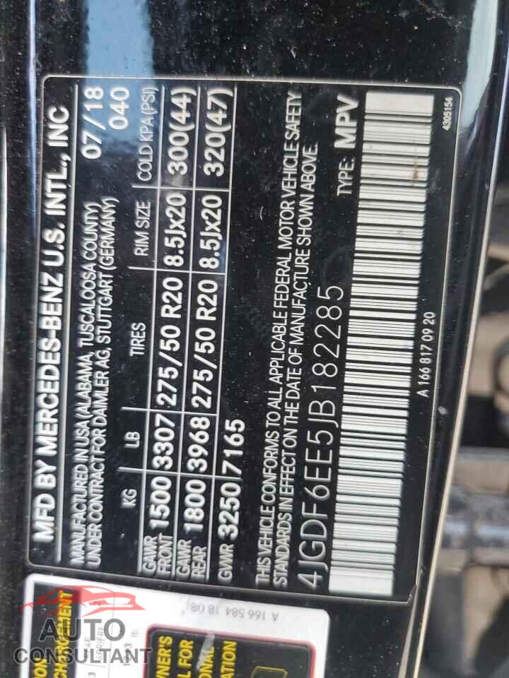 MERCEDES-BENZ GLS-CLASS 2018 - 4JGDF6EE5JB182285