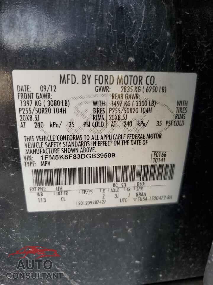 FORD EXPLORER 2013 - 1FM5K8F83DGB39589