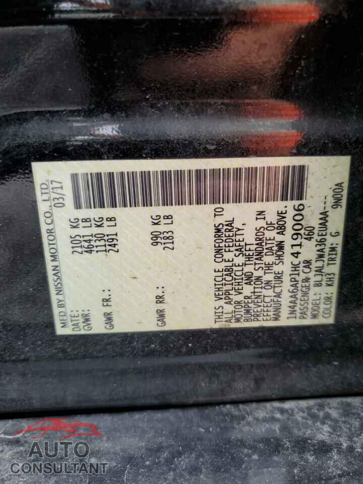 NISSAN MAXIMA 2017 - 1N4AA6AP1HC419006