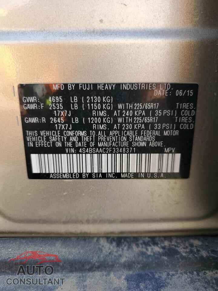 SUBARU OUTBACK 2015 - 4S4BSAAC2F3348371