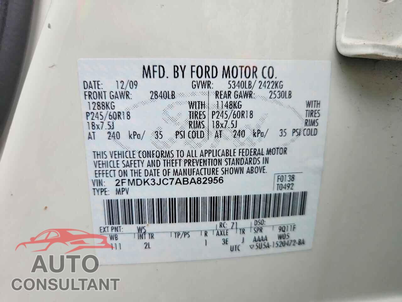 FORD EDGE 2010 - 2FMDK3JC7ABA82956