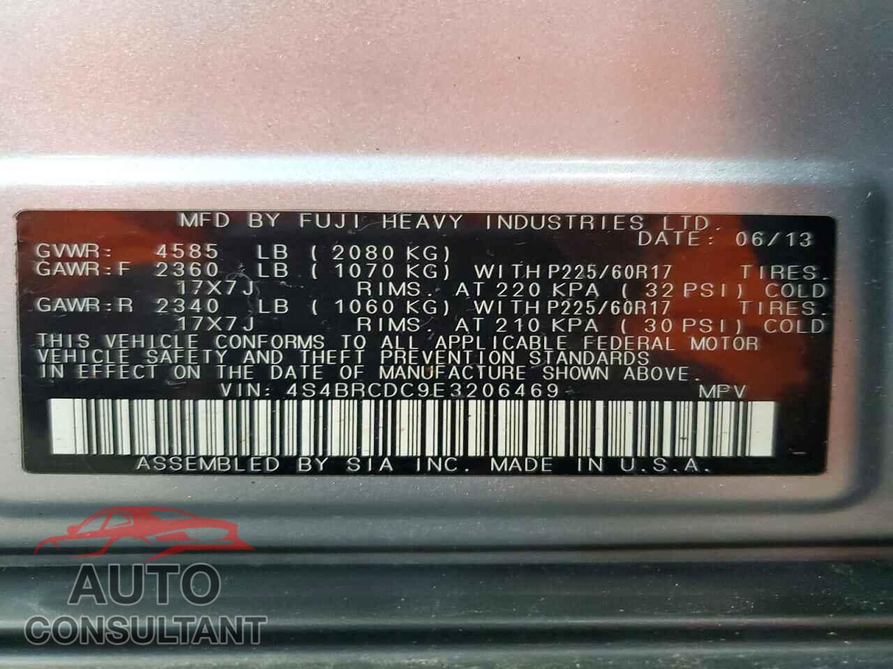 SUBARU OUTBACK 2014 - 4S4BRCDC9E3206469