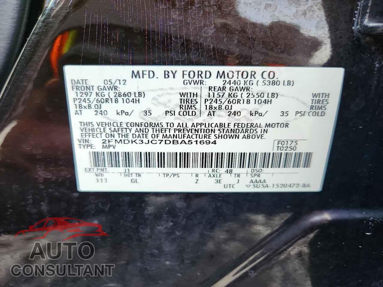 FORD EDGE 2013 - 2FMDK3JC7DBA51694