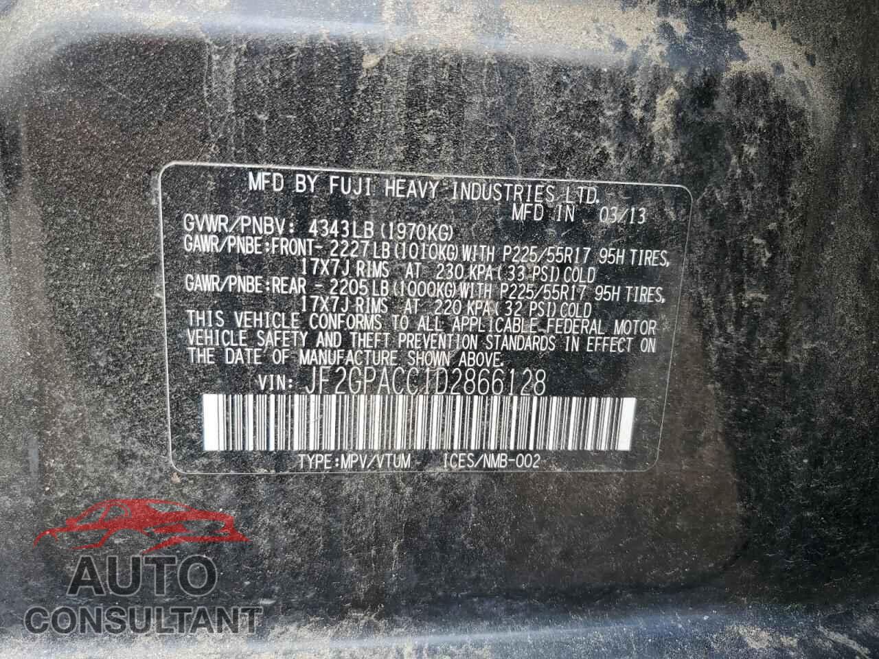 SUBARU XV 2013 - JF2GPACC1D2866128