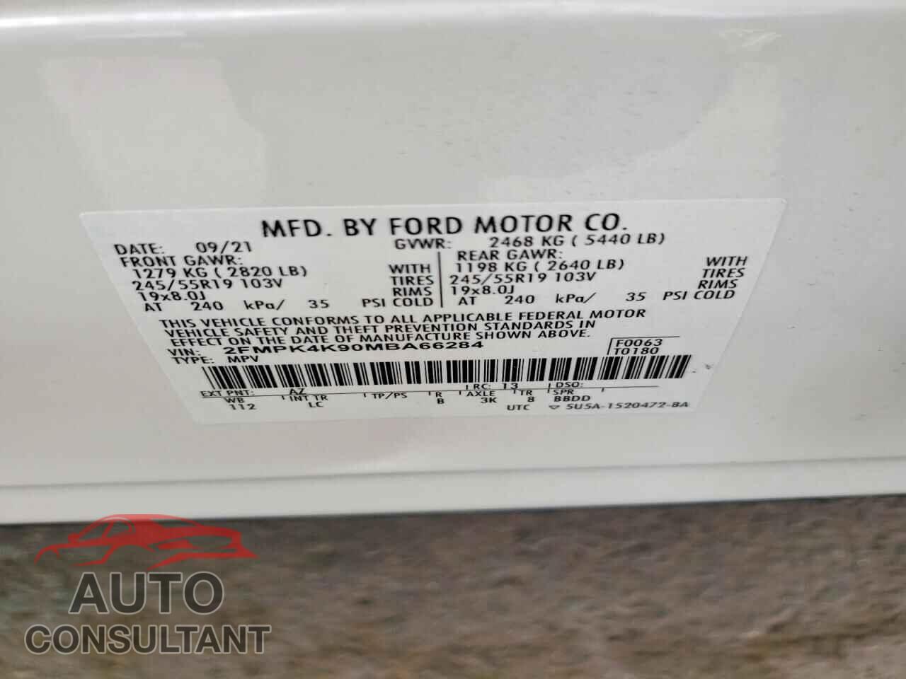FORD EDGE 2021 - 2FMPK4K90MBA66284