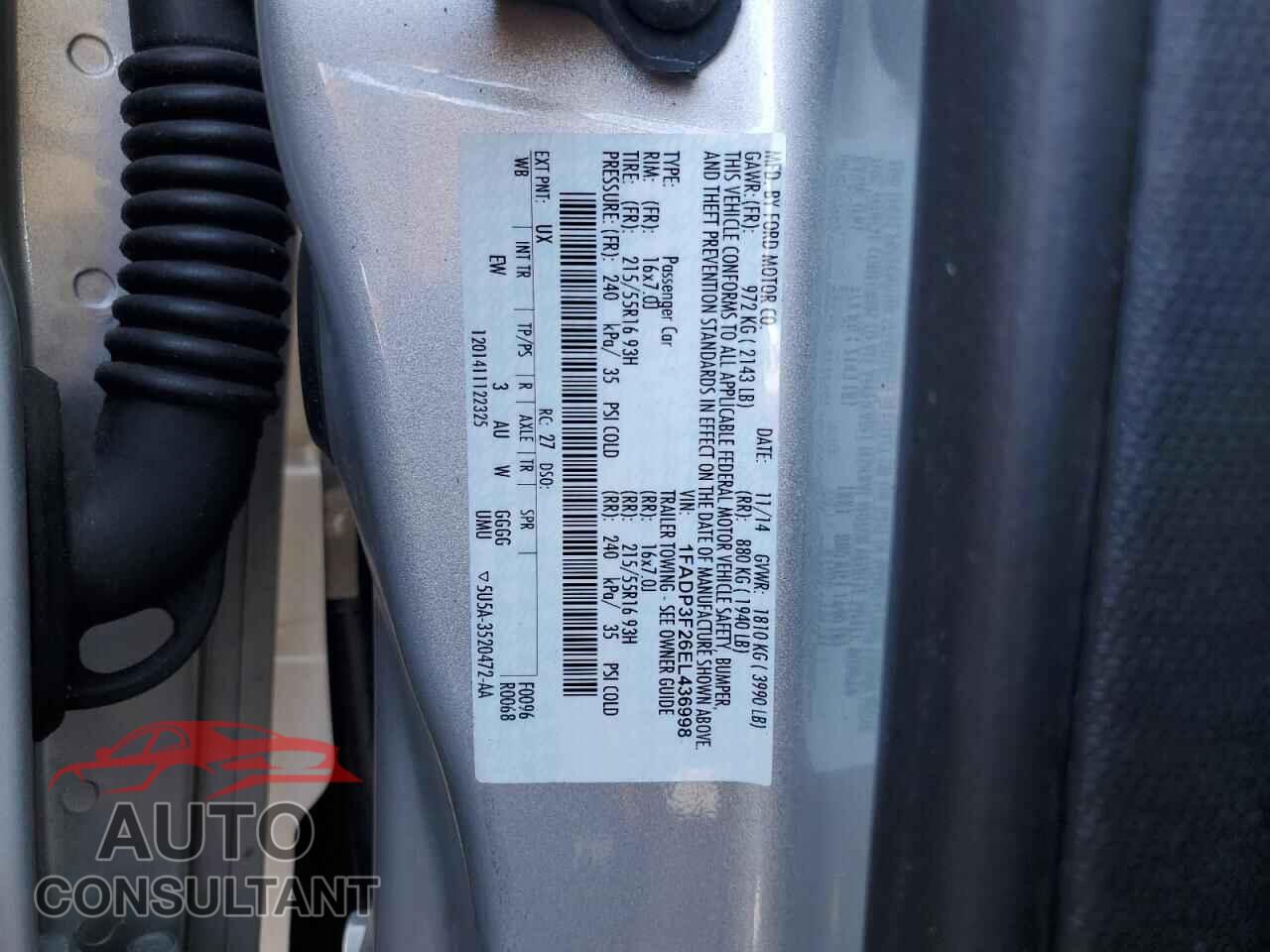 FORD FOCUS 2014 - 1FADP3F26EL436998