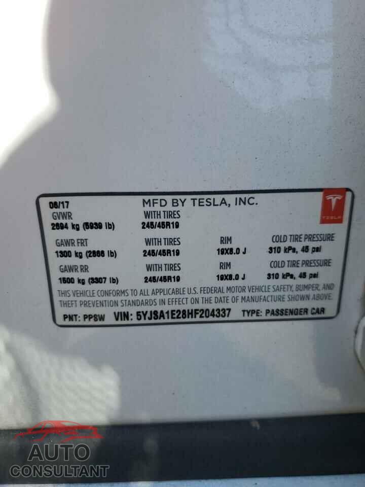 TESLA MODEL S 2017 - 5YJSA1E28HF204337