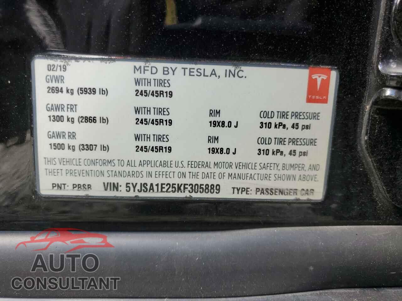TESLA MODEL S 2019 - 5YJSA1E25KF305889