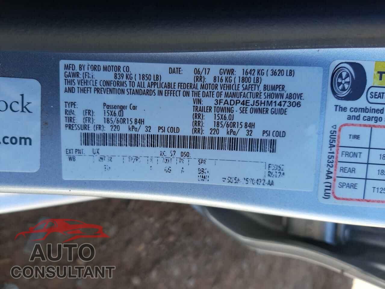 FORD FIESTA 2017 - 3FADP4EJ5HM147306