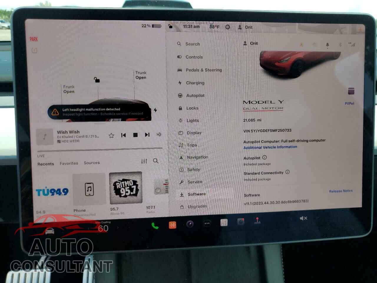 TESLA MODEL Y 2021 - 5YJYGDEF5MF250733