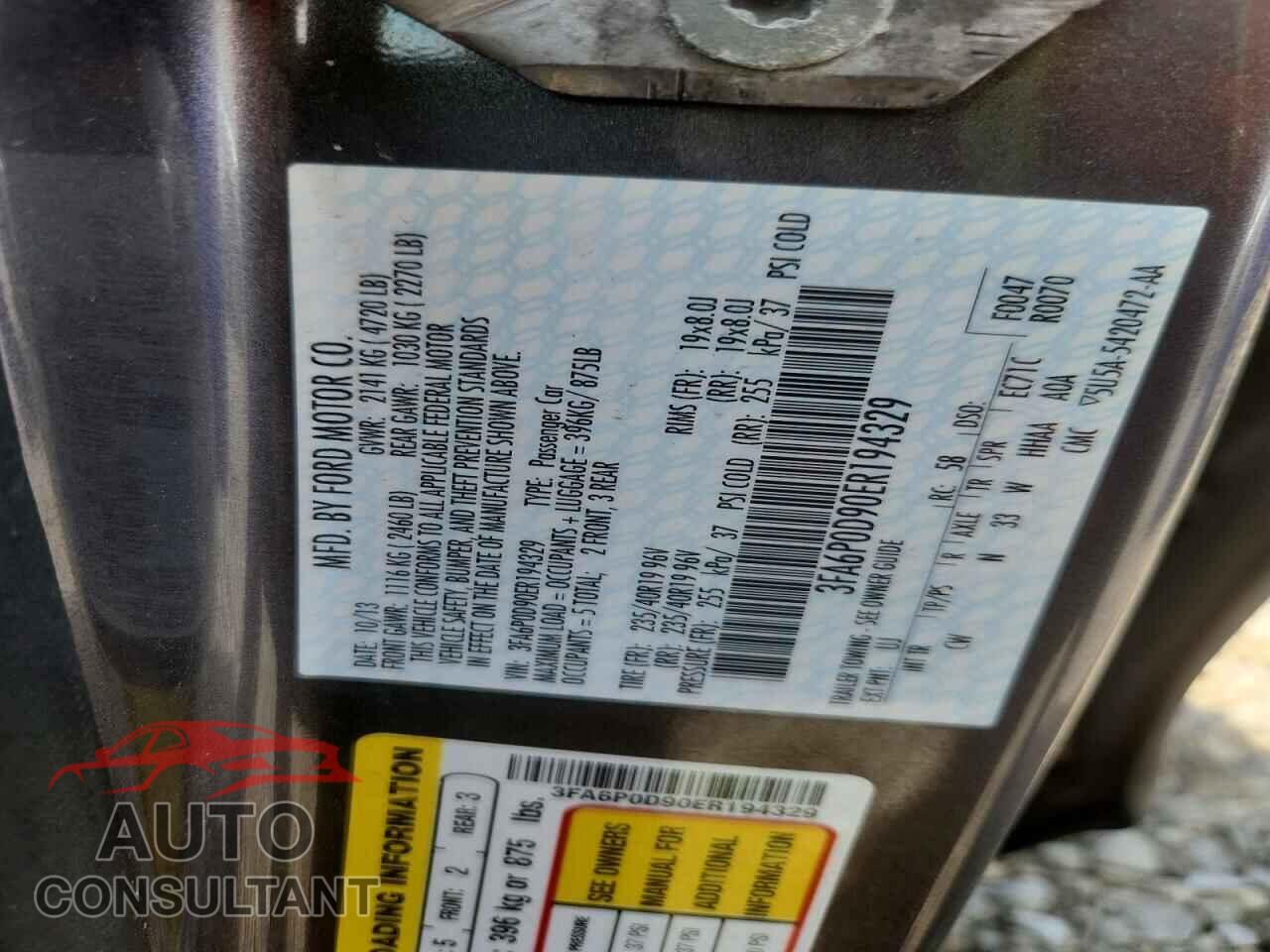 FORD FUSION 2014 - 3FA6P0D90ER194329