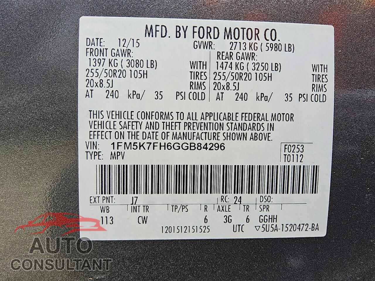 FORD EXPLORER 2016 - 1FM5K7FH6GGB84296