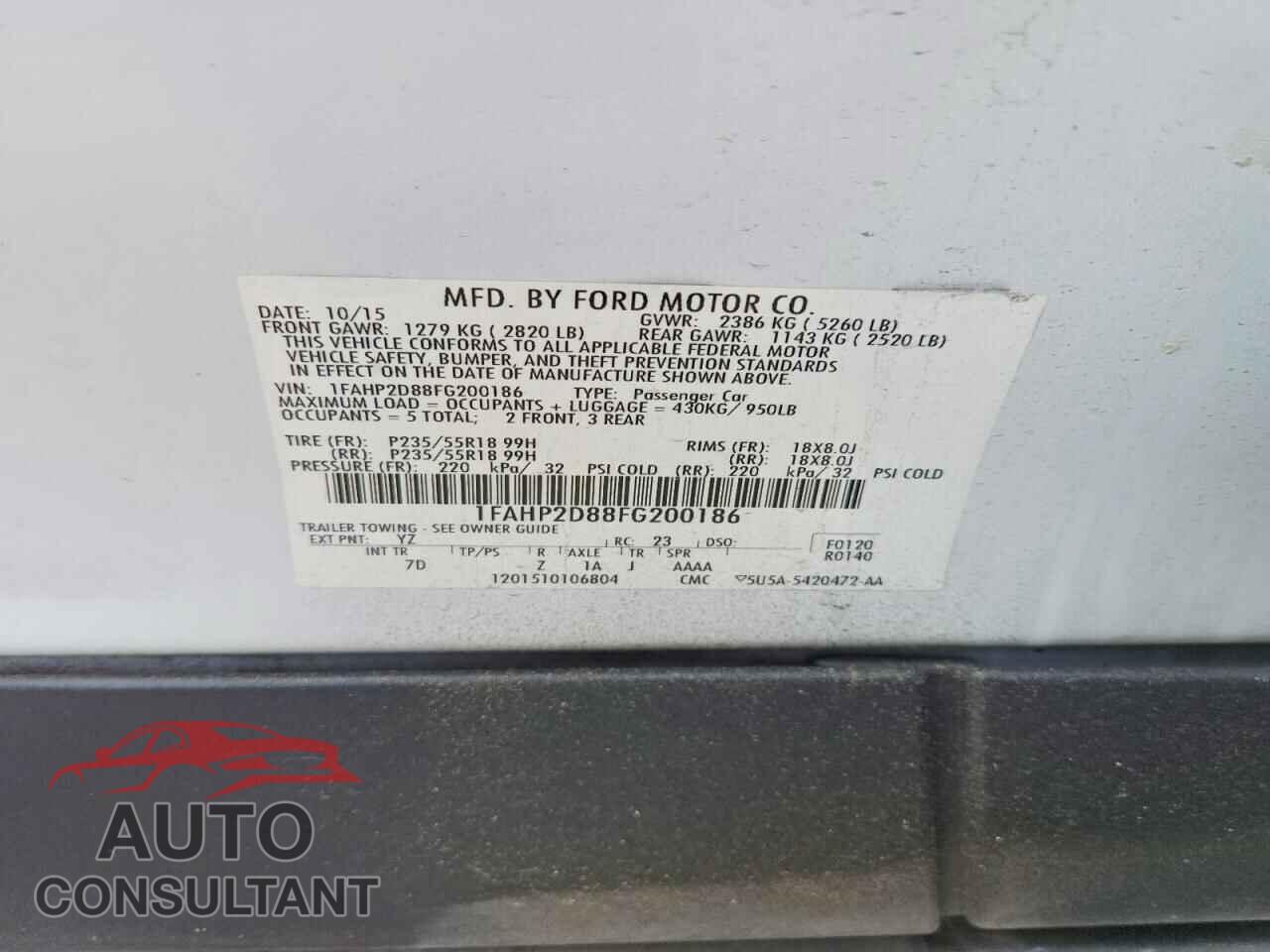 FORD TAURUS 2015 - 1FAHP2D88FG200186