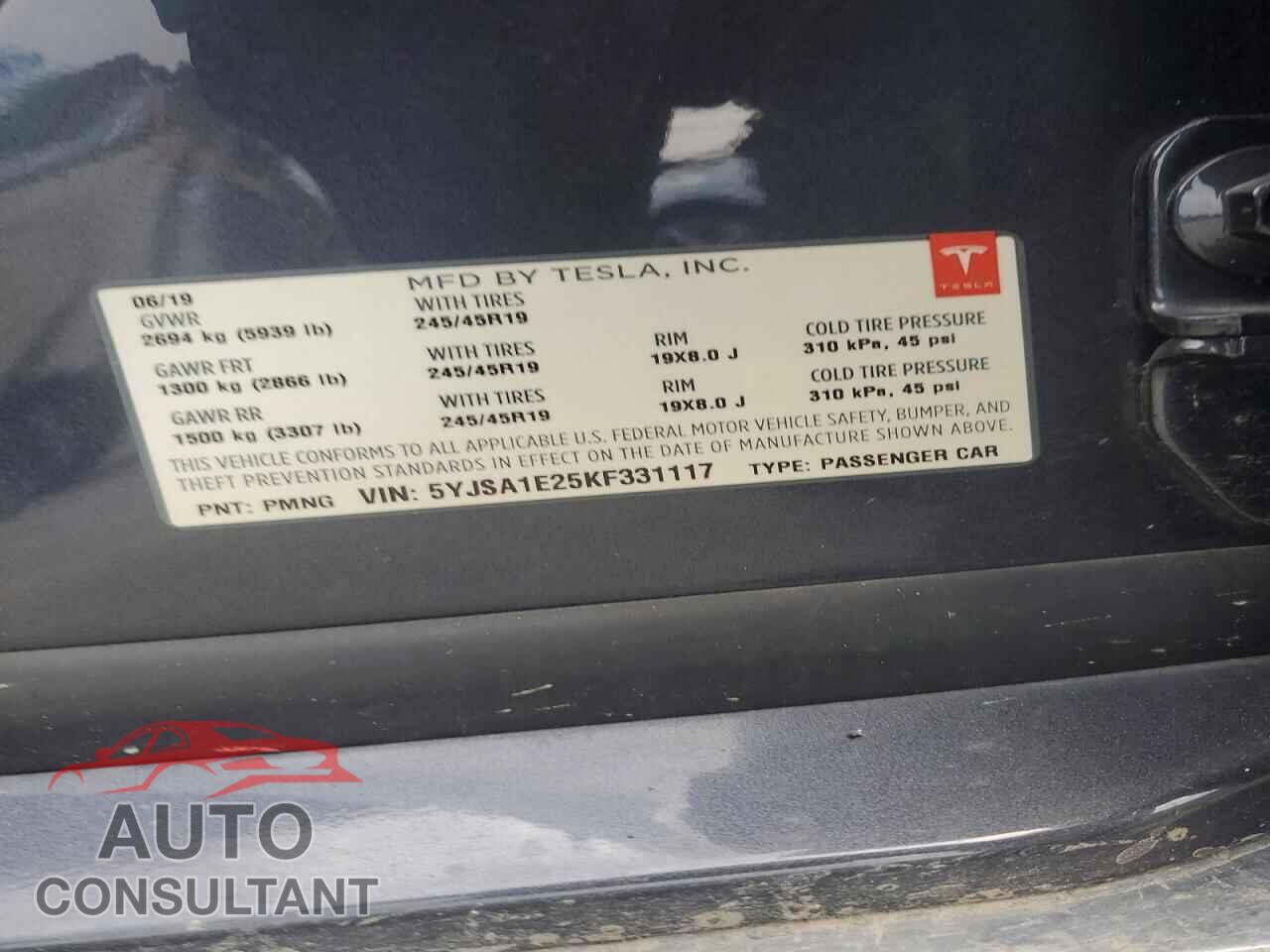 TESLA MODEL S 2019 - 5YJSA1E25KF331117