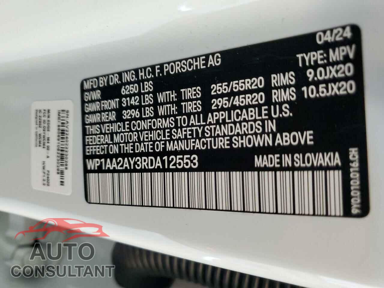 PORSCHE CAYENNE 2024 - WP1AA2AY3RDA12553