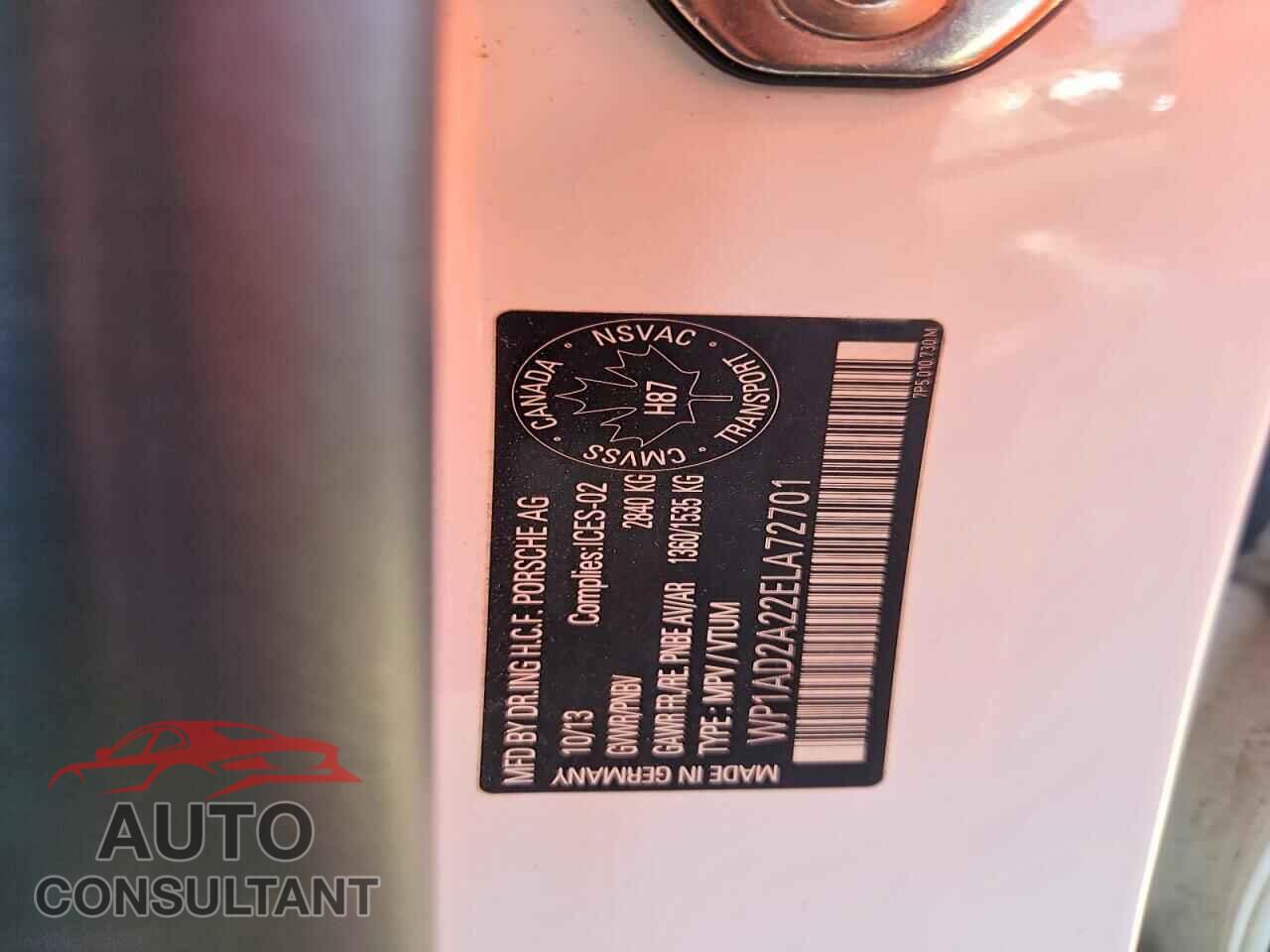 PORSCHE CAYENNE 2014 - WP1AD2A22ELA72701