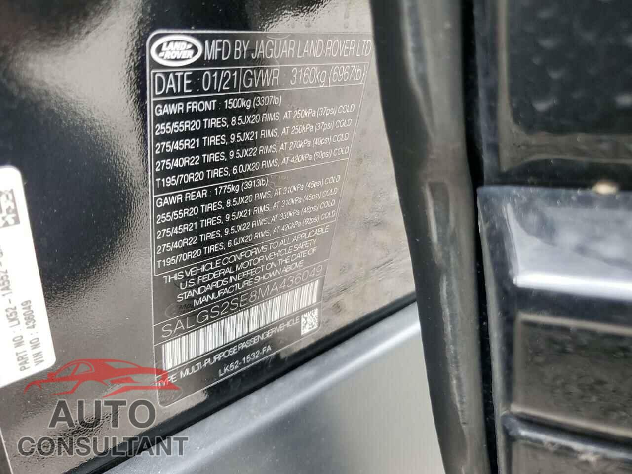 LAND ROVER RANGEROVER 2021 - SALGS2SE8MA436049