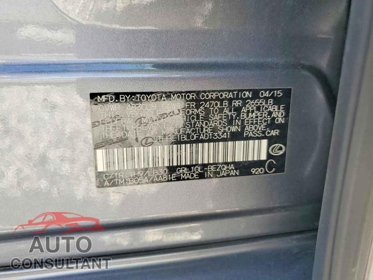 LEXUS GS350 2015 - JTHBE1BL0FA013341