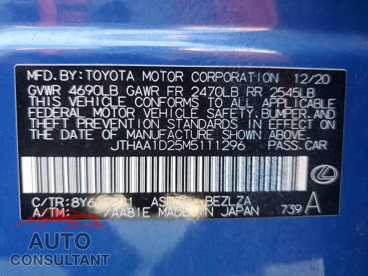 LEXUS IS 2021 - JTHAA1D25M5111296