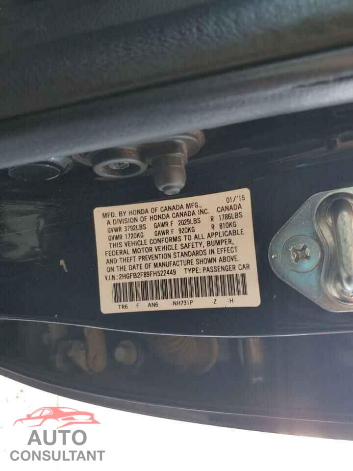 HONDA CIVIC 2015 - 2HGFB2F89FH522449