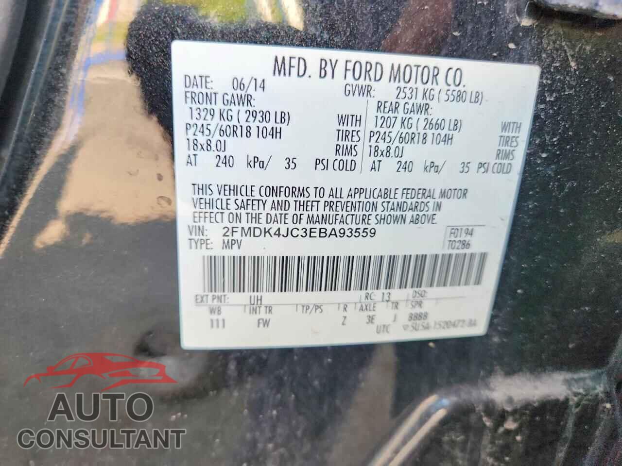 FORD EDGE 2014 - 2FMDK4JC3EBA93559