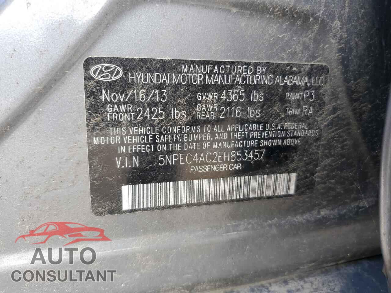 HYUNDAI SONATA 2014 - 5NPEC4AC2EH853457