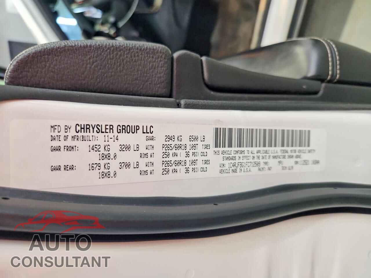 JEEP CHEROKEE 2015 - 1C4RJFBG1FC712509