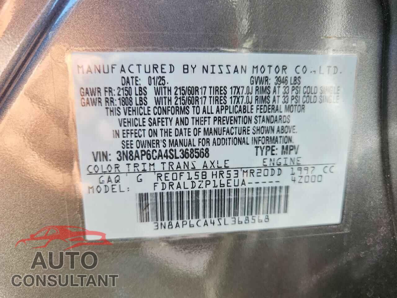 NISSAN KICKS 2025 - 3N8AP6CA4SL368568