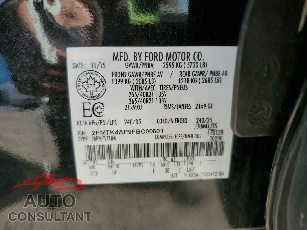 FORD EDGE 2015 - 2FMTK4AP9FBC00601