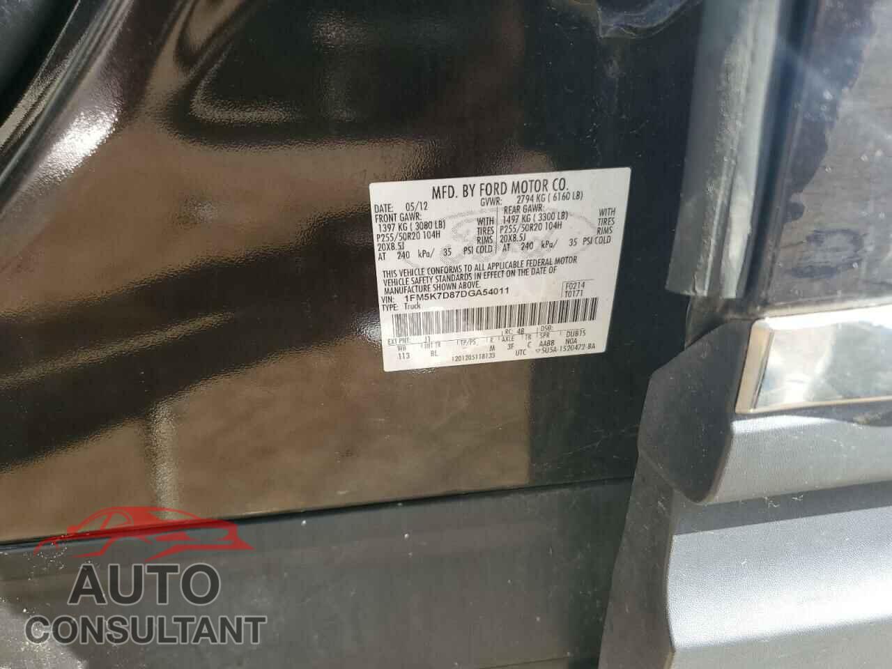 FORD EXPLORER 2013 - 1FM5K7D87DGA54011
