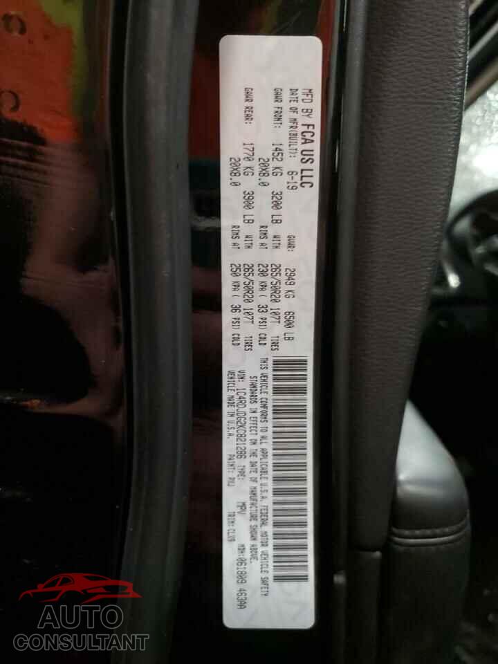 DODGE DURANGO 2019 - 1C4RDJDG2KC821286