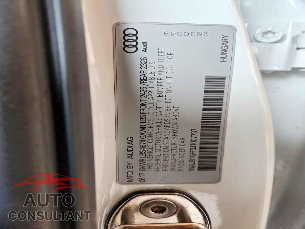 AUDI S3 2018 - WAUB1GFF3J1007737