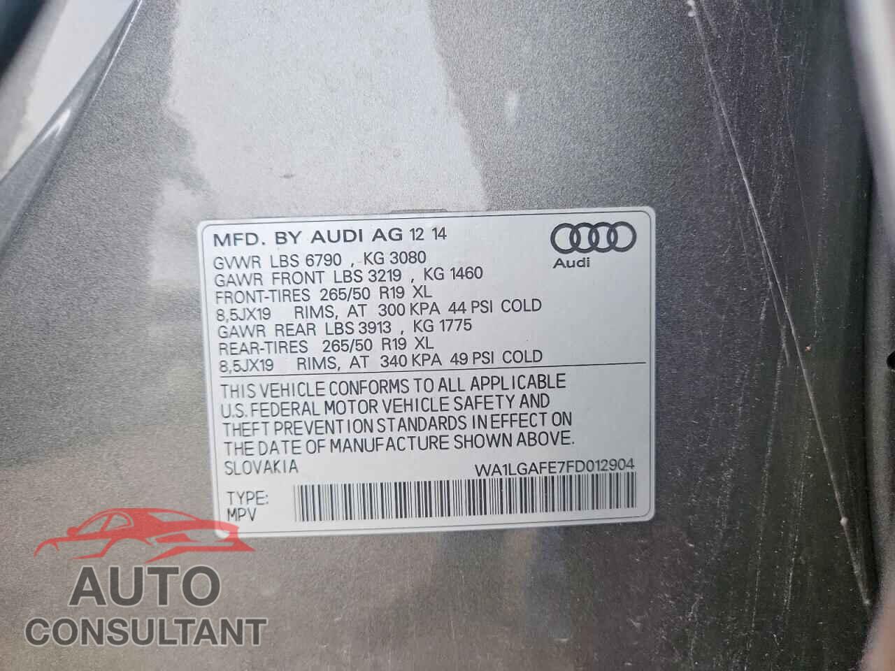 AUDI Q7 2015 - WA1LGAFE7FD012904