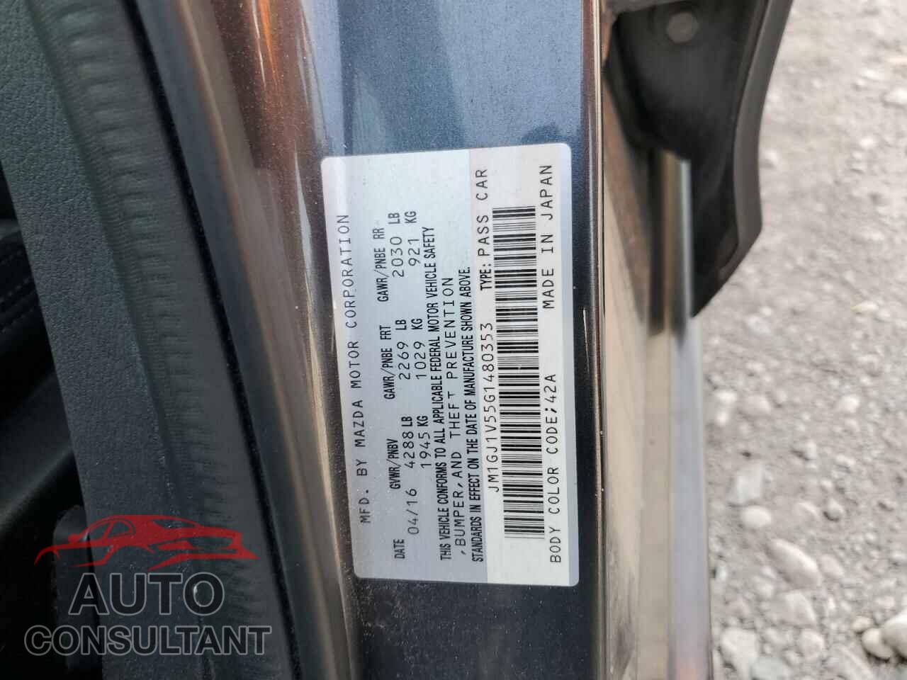 MAZDA 6 2016 - JM1GJ1V55G1480353