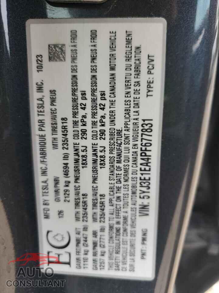 TESLA MODEL 3 2023 - 5YJ3E1EA4PF677831