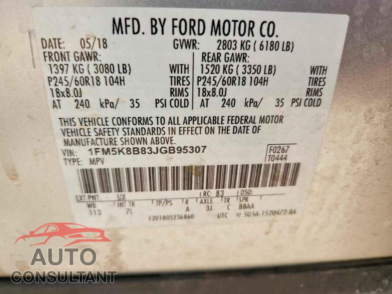 FORD EXPLORER 2018 - 1FM5K8B83JGB95307
