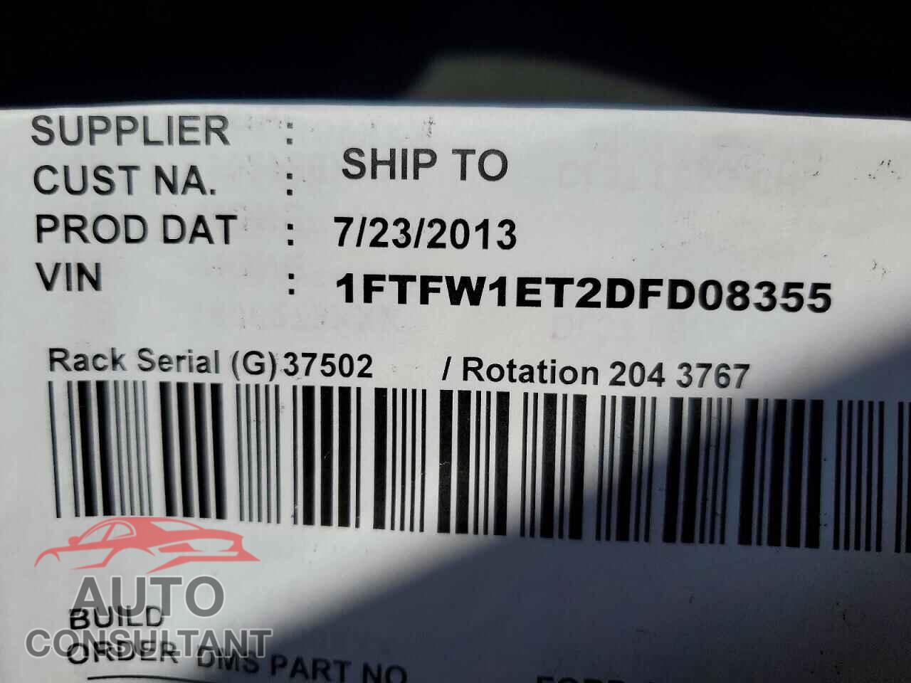 FORD F150 2013 - 1FTFW1ET2DFD08355