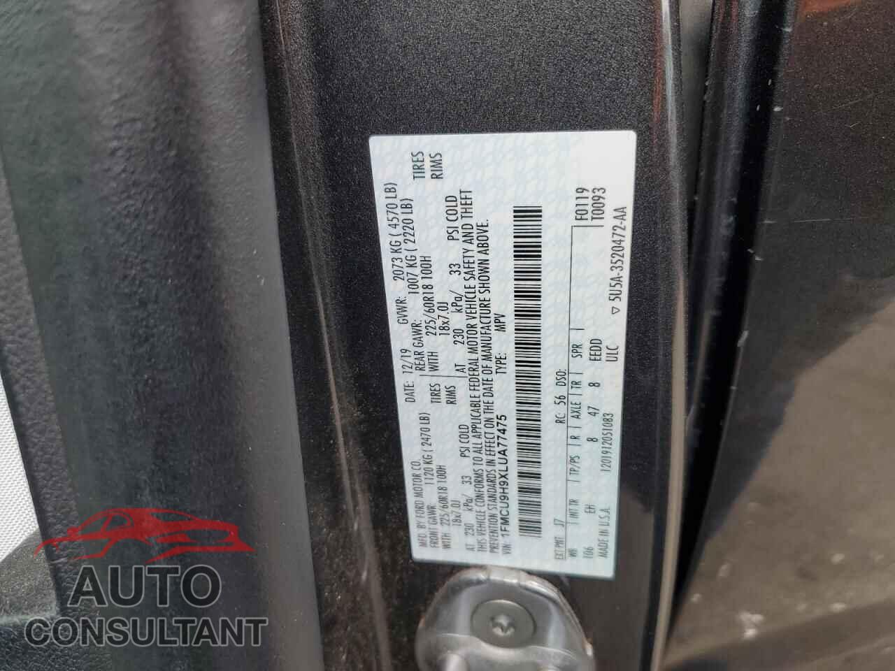 FORD ESCAPE 2020 - 1FMCU9H9XLUA77475