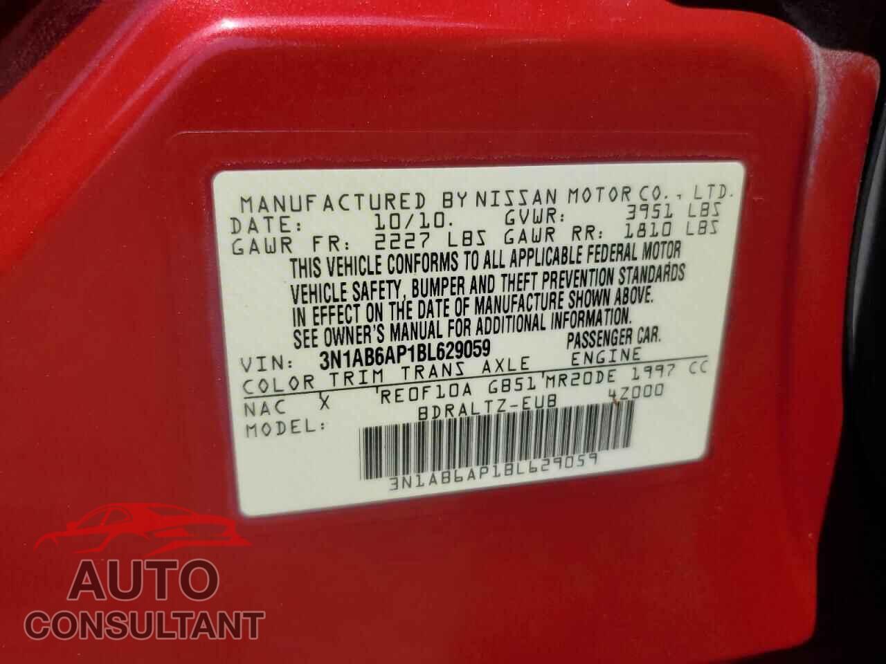 NISSAN SENTRA 2011 - 3N1AB6AP1BL629059