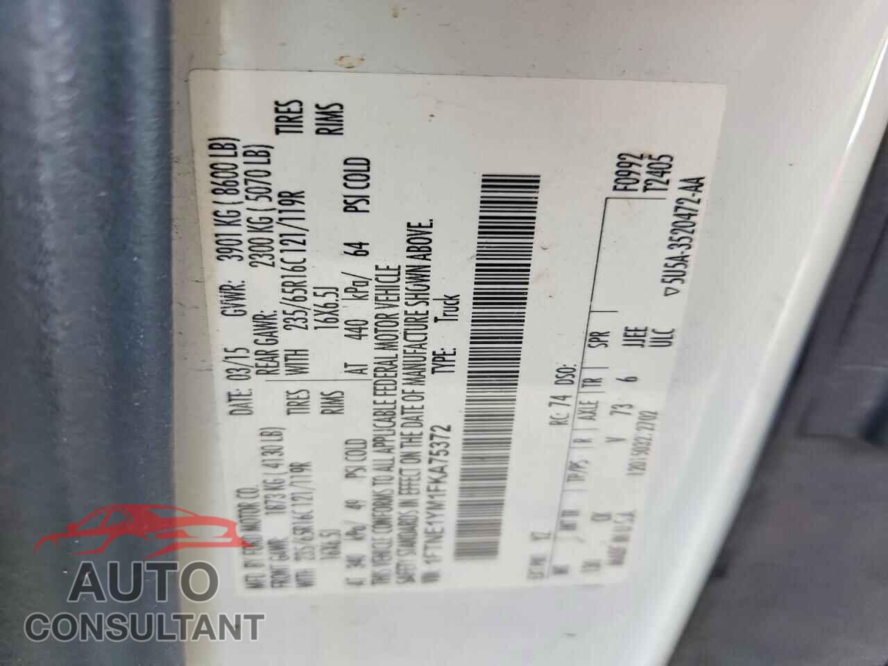 FORD TRANSIT 2015 - 1FTNE1YM1FKA75372