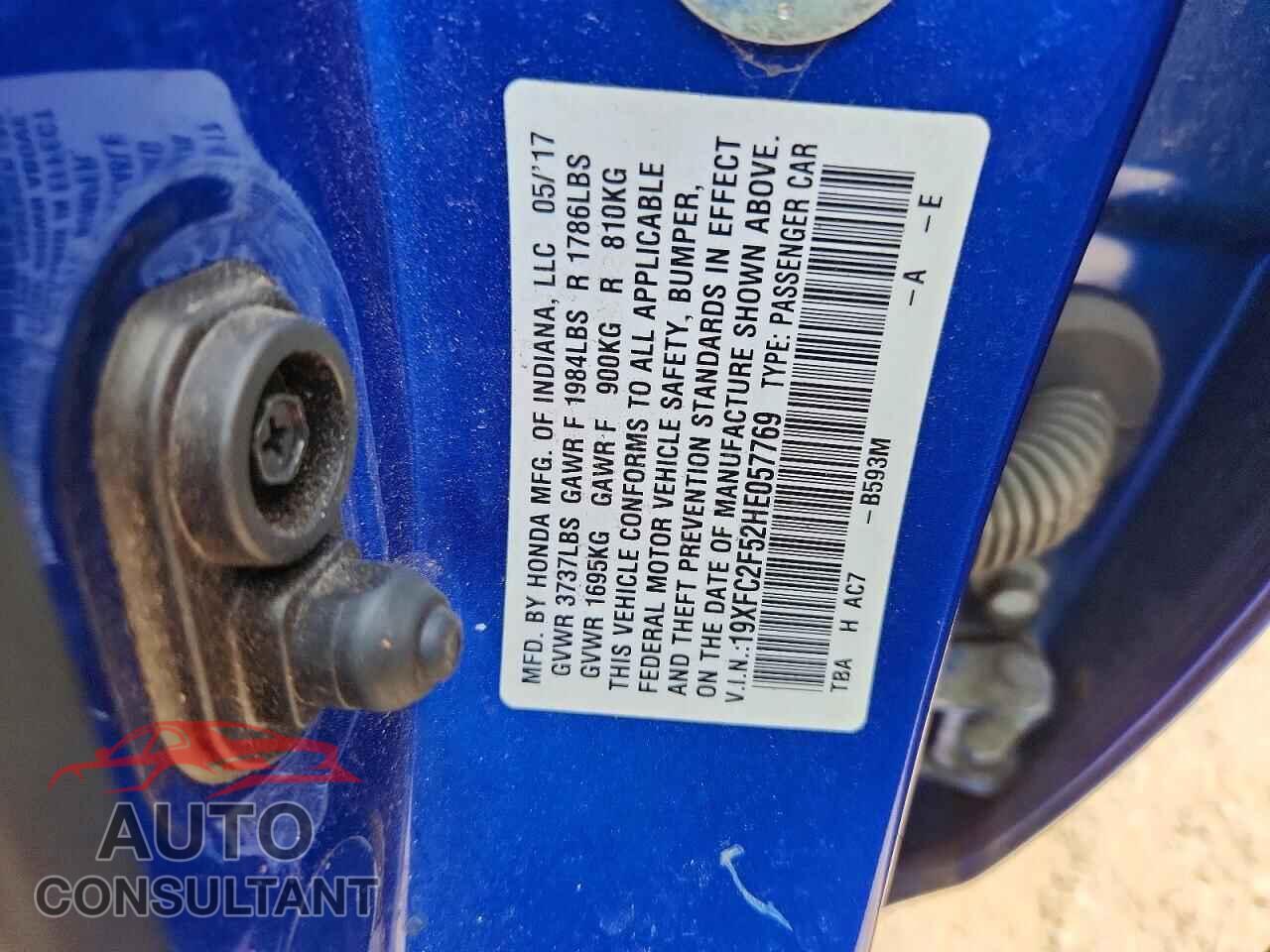 HONDA CIVIC 2017 - 19XFC2F52HE057769