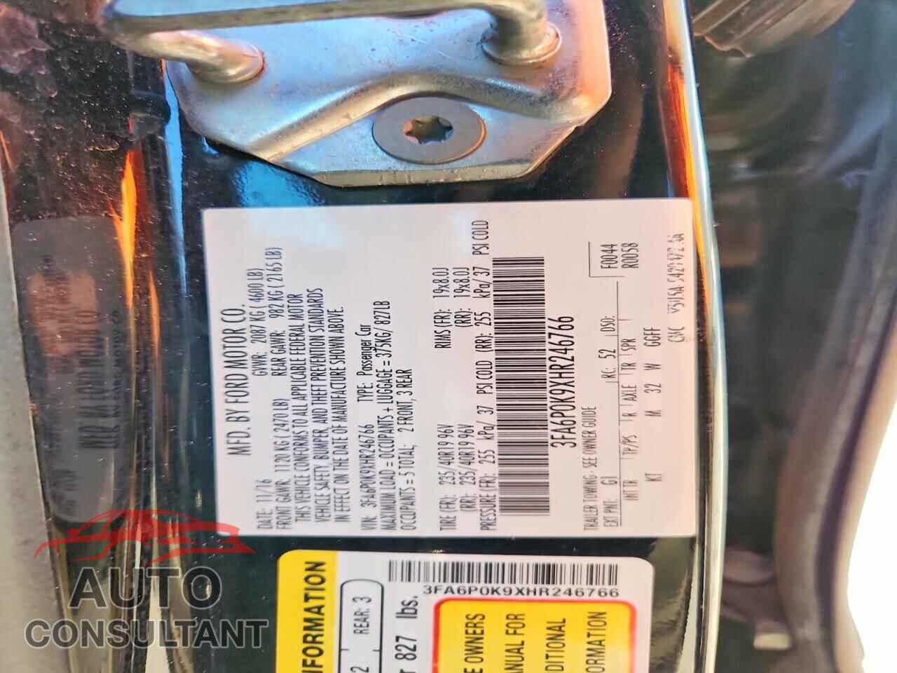 FORD FUSION 2017 - 3FA6P0K9XHR246766