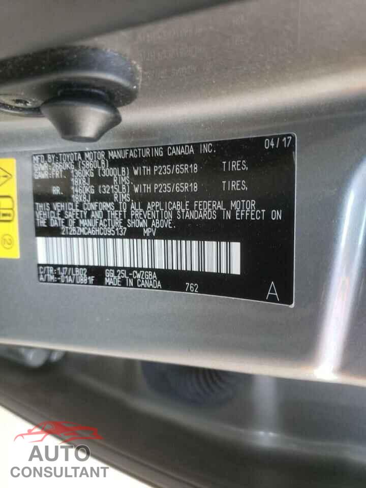LEXUS RX350 2017 - 2T2BZMCA6HC095137