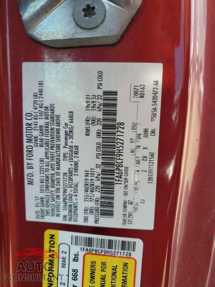 FORD MUSTANG 2017 - 1FA6P8CF9H5271728