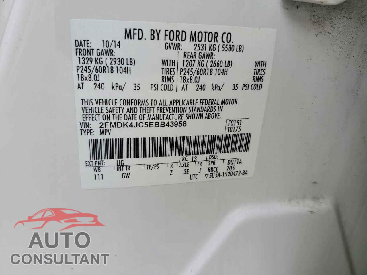 FORD EDGE 2014 - 2FMDK4JC5EBB43958