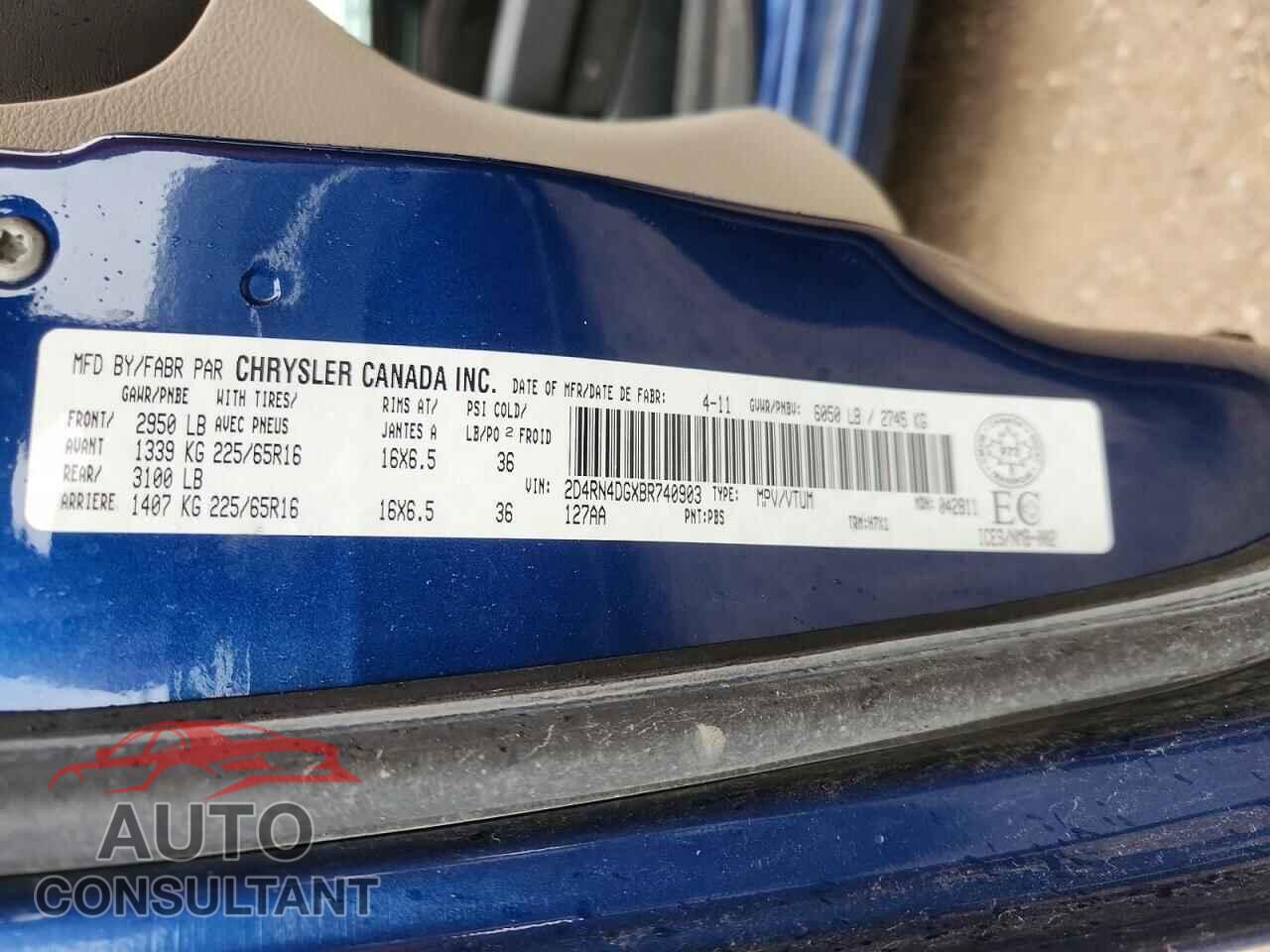 DODGE CARAVAN 2011 - 2D4RN4DGXBR740903