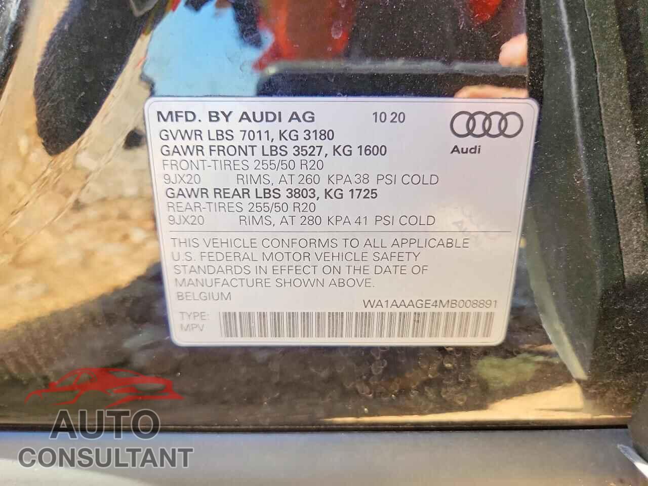 AUDI E-TRON 2021 - WA1AAAGE4MB008891