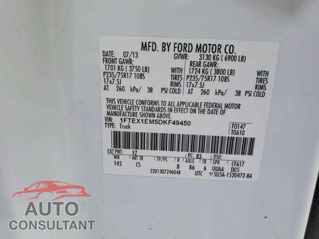 FORD F150 2013 - 1FTEX1EM5DKF49450