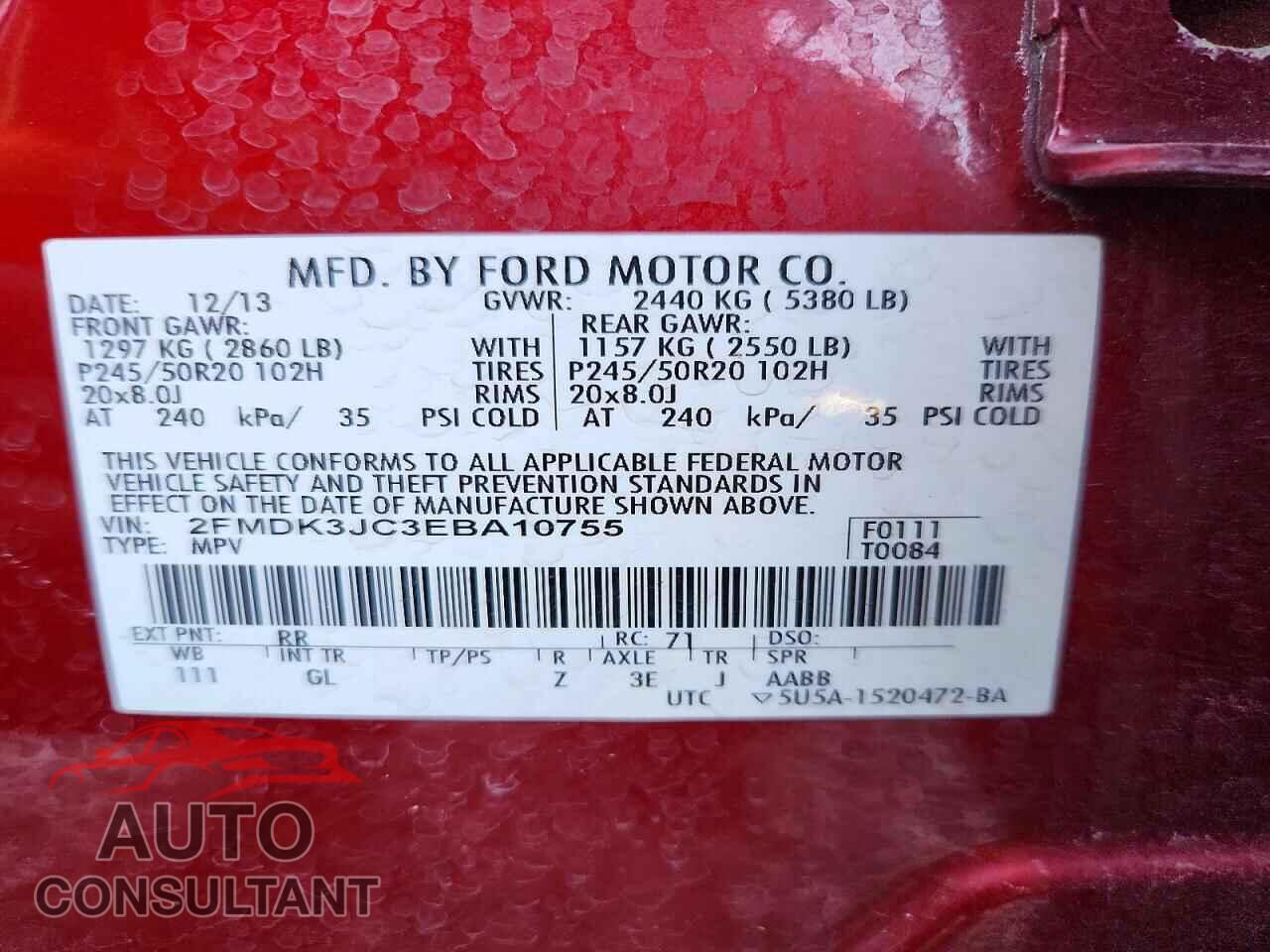 FORD EDGE 2014 - 2FMDK3JC3EBA10755