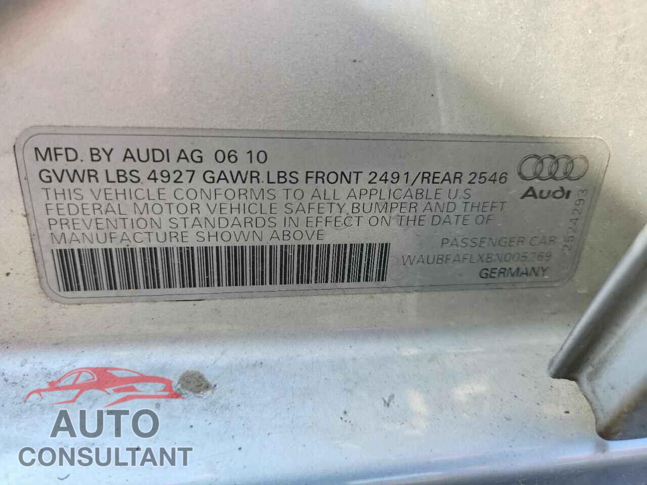 AUDI A4 2011 - WAUBFAFLXBN005269